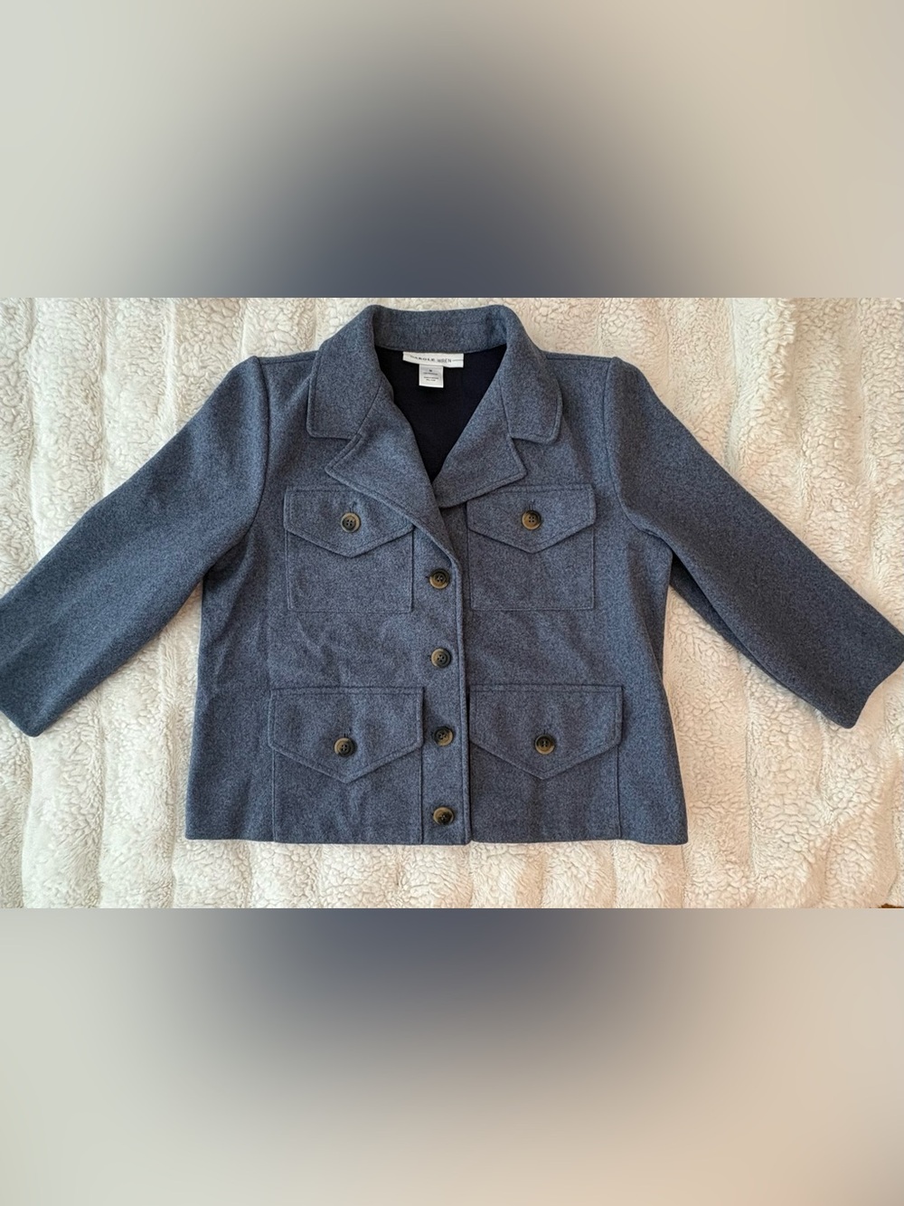 Classic Notched Collar Peacoat in Slate Blue